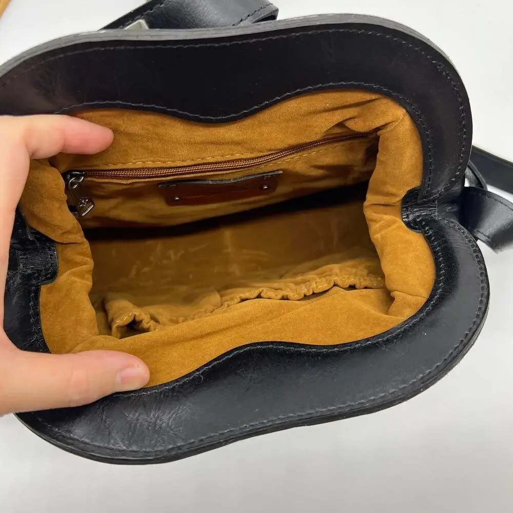 Patricia Nash Florentina Frame Leather Crossbody Bags Black Distressed